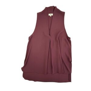 Aritzia Wilfred Nuit Blouse Women Medium Burgundy Plum Sleeveless Top Crepe